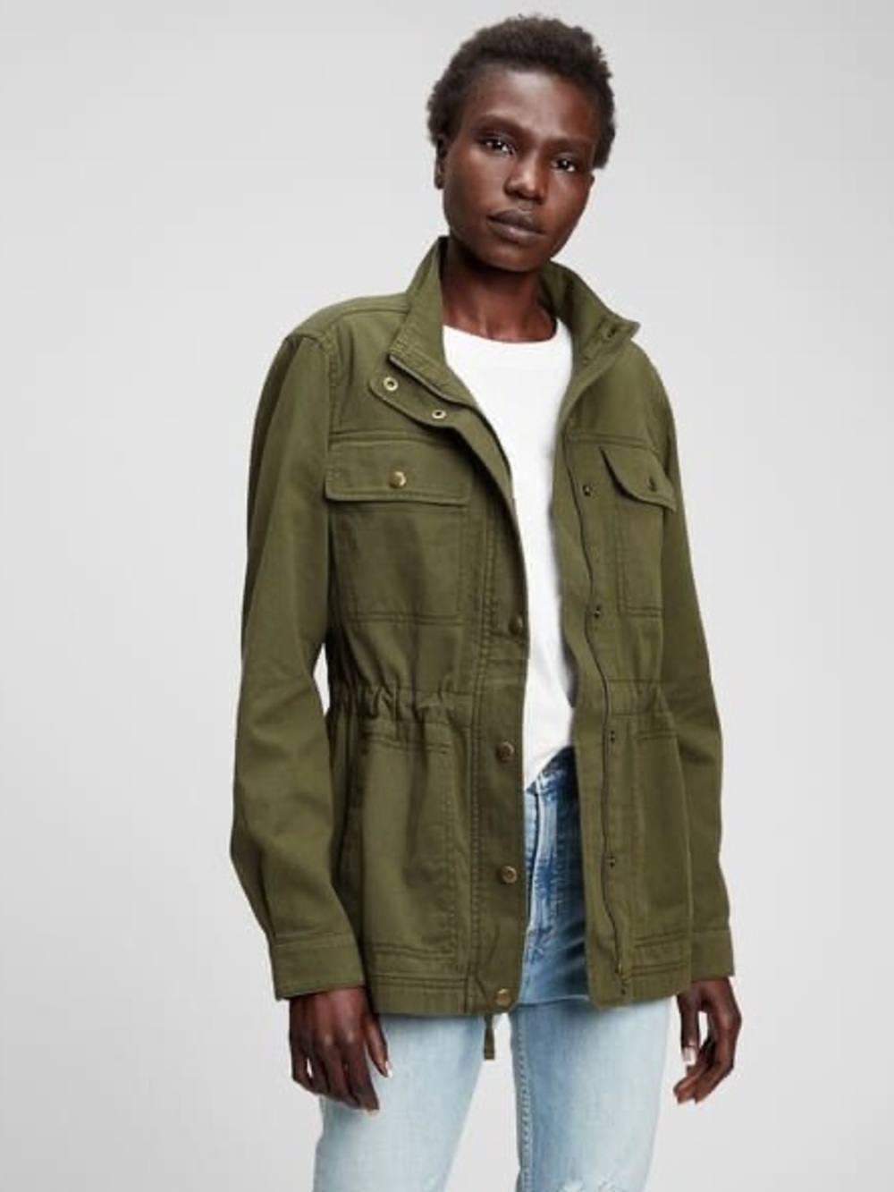 GAP olive green canvas utility jacket